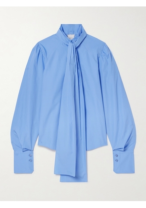 Patou - Pussy-bow Cotton-poplin Shirt - Blue - FR34,FR36,FR38,FR40,FR42,FR44