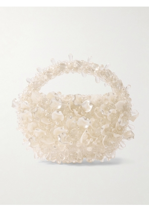 Clio Peppiatt - Petal Embellished Satin Tote - Ivory - One size