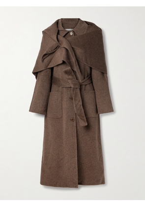 Sea - Viv Scarf-detailed Belted Wool Coat - Brown - x small,small,medium