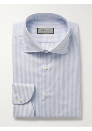 Canali - Slim-Fit Cutaway-Collar Striped Cotton-Twill Shirt - Men - Blue - EU 38