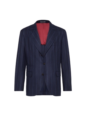 Brunello Cucinelli Wool-Silk-Cashmere Chalk Stripe Blazer