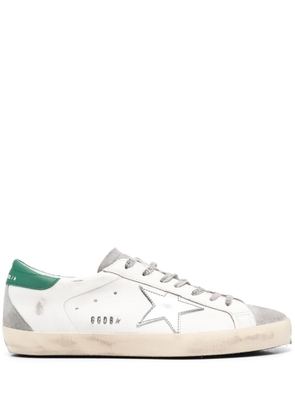 Golden Goose Super-star Leather Upper And Heel Suede Toe And Spur Laminated Star Metal Lettering