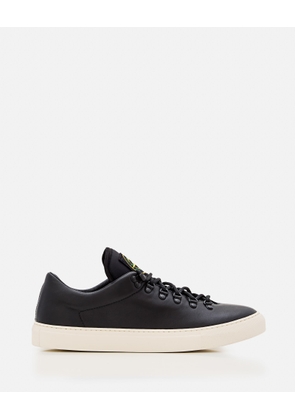 Stone Island Trainers, Lace-up Rings, Loinguetta Logo, Black Leather, White Sole