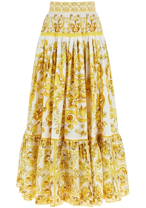 Dolce & Gabbana Long Ruffled Skirt In Maiolica Print