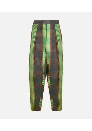 Vivienne Westwood Long Macca Trousers Linen / Cotton Tartan Green 54 Men