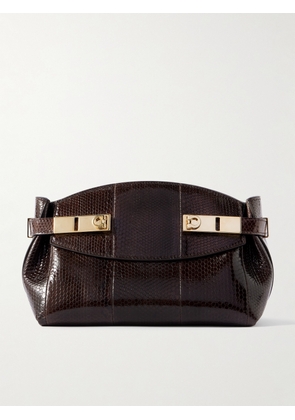 Ferragamo - Hug Small Snake-effect Patent-leather Shoulder Bag - Black - One size
