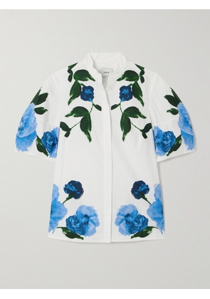 Erdem - Floral-print Cotton-poplin Blouse - Blue - UK 6,UK 8,UK 10,UK 12,UK 14,UK 16,UK 18