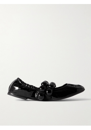 Alaïa - Embellished Crinkled-leather Ballet Flats - Black - IT36,IT37,IT38,IT39,IT40,IT41,IT42