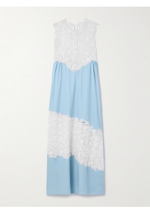 Kika Vargas - Emma Guipure Lace-trimmed Tencel™ Lyocell Maxi Dress - Blue - x small,small,medium