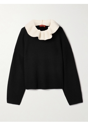 Altuzarra - Zoppez Ruffled Two-tone Cashmere Sweater - Black - small,medium