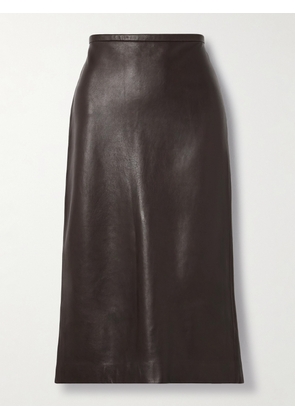 Co - Leather Midi Skirt - Brown - US0,US2,US4,US6,US8