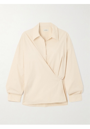LEMAIRE - Twist-front Cotton-poplin Wrap Shirt - Cream - FR34,FR36,FR38,FR40,FR42,FR44