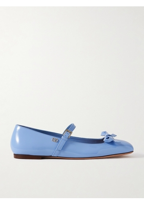 Valentino Garavani - Bow-embellished Patent-leather Mary Jane Ballet Flats - Blue - IT36.5,IT37.5,IT38,IT39,IT39.5,IT40,IT41