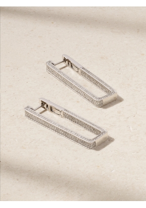 SHAY - Elongated Deco Link 18-karat White Gold Diamond Earrings - One size