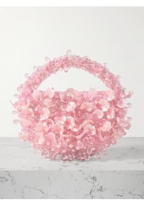Clio Peppiatt - Petal Embellished Satin Tote - Pink - One size