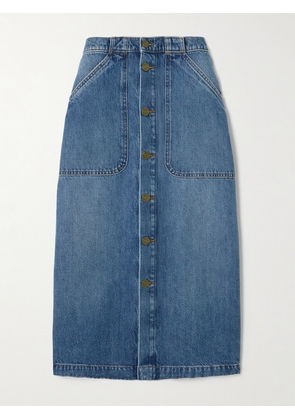 FRAME - Modern Pocket Denim Midi Skirt - Blue - 23,24,25,26,27,28,29,30,31
