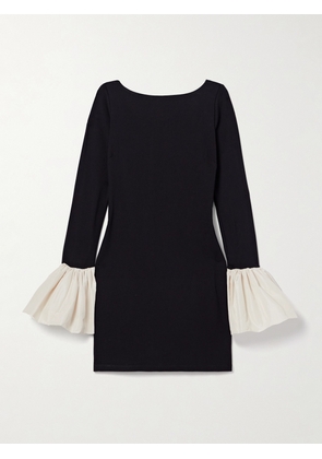 STAUD - Hawthorne Taffeta-trimmed Stretch-ponte Mini Dress - Black - x small,small,medium,large