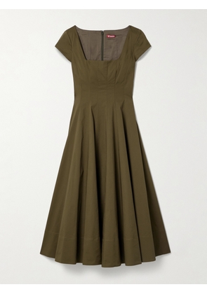 STAUD - Wells Cotton-blend Poplin Midi Dress - Green - US0,US2,US4,US6,US8,US10,US12