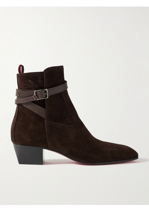 Christian Louboutin - Rosalio Jodhpur Buckled Leather-Trimmed Suede Chelsea Boots - Men - Brown - EU 42