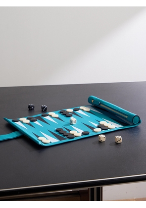Smythson - Panama Cross-Grain Leather Backgammon Roll - Men - Blue