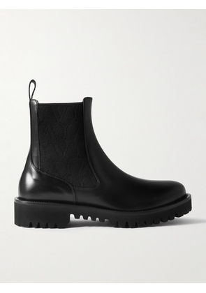 Valentino Garavani - Toile Iconographe Glossed-Leather Chelsea Boots - Men - Black - EU 40