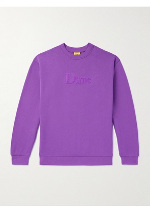DIME - Logo-Flocked Cotton-Blend Jersey Sweatshirt - Men - Purple - S