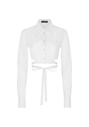 Dolce & Gabbana Criss-Cross Lace Cropped Shirt
