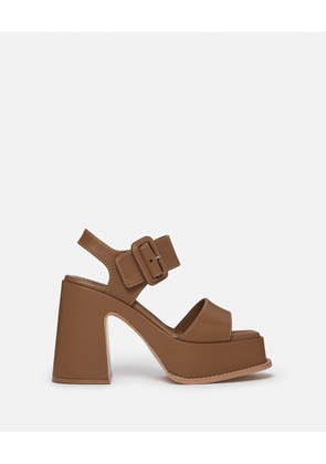 Stella McCartney - Skyla Buckled Platform Sandals, Woman, Hazelnut brown, Size: 39h