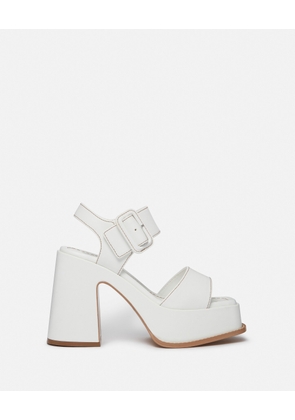 Stella McCartney - Skyla Buckled Platform Sandals, Woman, Pure white, Size: 40h