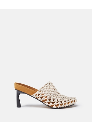 Stella McCartney - Terra Recycled Knotted Net Mules, Woman, Greggio white, Size: 35
