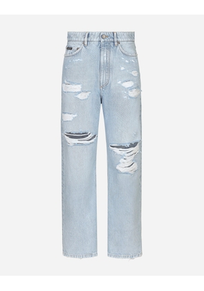 Dolce & Gabbana Cotton Denim Boyfriend Jeans With Rips - Woman Collection Multi-colored 36