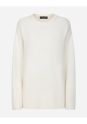 Dolce & Gabbana Cashmere Sweater With Dg Logo Embroidery - Woman Collection White 44