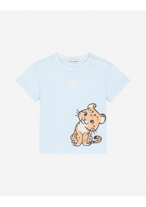 Dolce & Gabbana Jersey T-shirt With Dg Logo And Leopard - Man Collection Gray 18/24