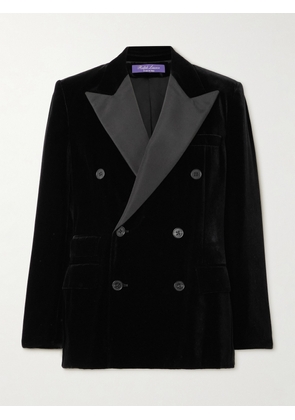 Ralph Lauren Collection - Kent Double-breasted Silk Faille-trimmed Velvet Blazer - Black - US0,US2,US4,US6