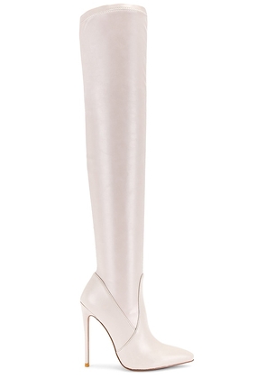 FEMME LA T21 Stretch Boot in Cream. Size 5.