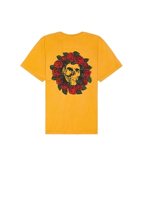 ONE OF THESE DAYS Wreath Of Roses Tee in Mustard. Size M, XL/1X.