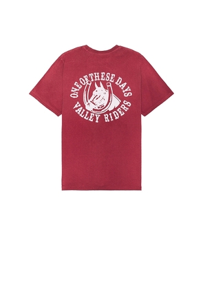 ONE OF THESE DAYS Valley Riders Tee in Burgundy. Size M, S.