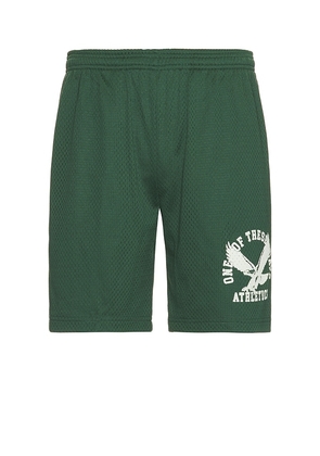 ONE OF THESE DAYS Athletic Short in Green. Size S, XL/1X.