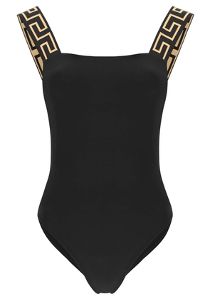 one-piece swimsuit with greek border - 1 Black