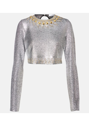 Rabanne Embellished lamé crop top