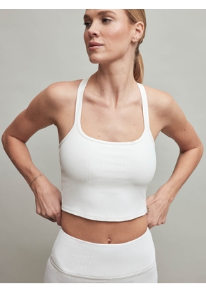 Carbon38 Ribbed Cami Bra - White - Size XL