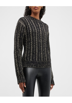 Lurex Metallic Cable-Knit Sweater