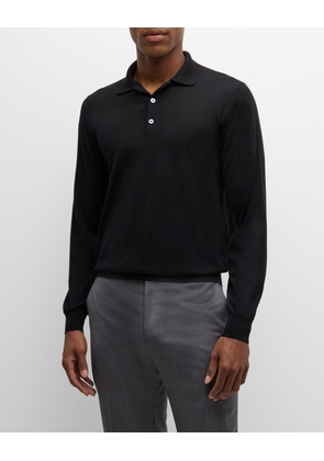 Men's Cashmere and Silk Long-Sleeve Polo Shirt