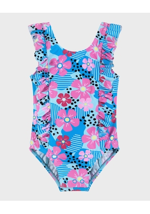 Girl's Floral-Print One-Piece Swimsuit, Size Newborn-24M