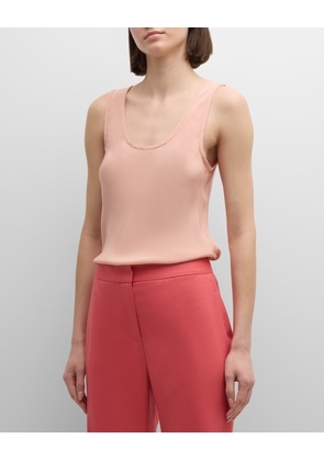 Scoop-Neck Matte Silk Charmeuse Tank