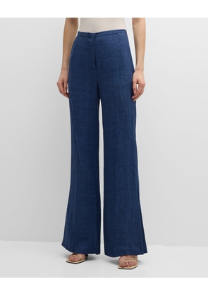 Prince Side-Slit Linen Denim Trousers