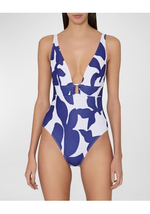 Abstract Printed One-Piece Swimsuit