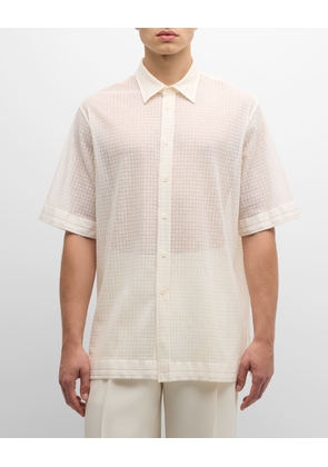 Men's Monogram Lace Button-Down Shirt