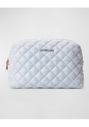 Mica Denim Quilted Cosmetic Bag