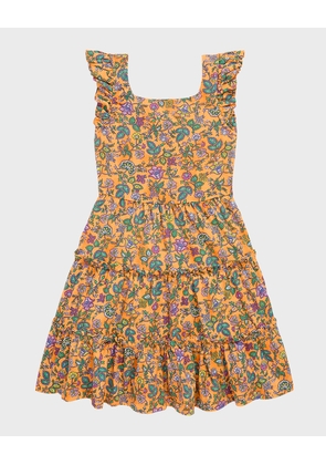 Girl's Micro Floral-Print Ruffle Dress, Size 2-6X